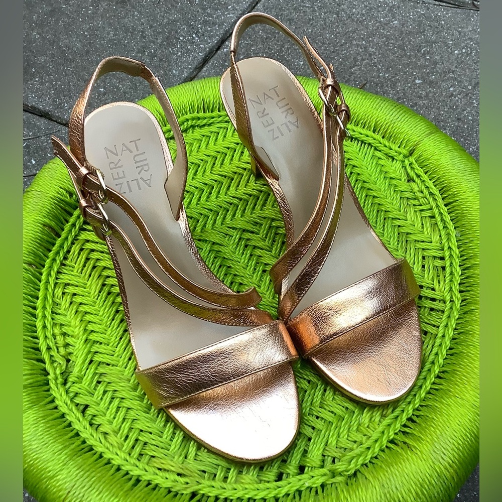 Naturalizer Kayla Leather Metallic Strappy Sandals
